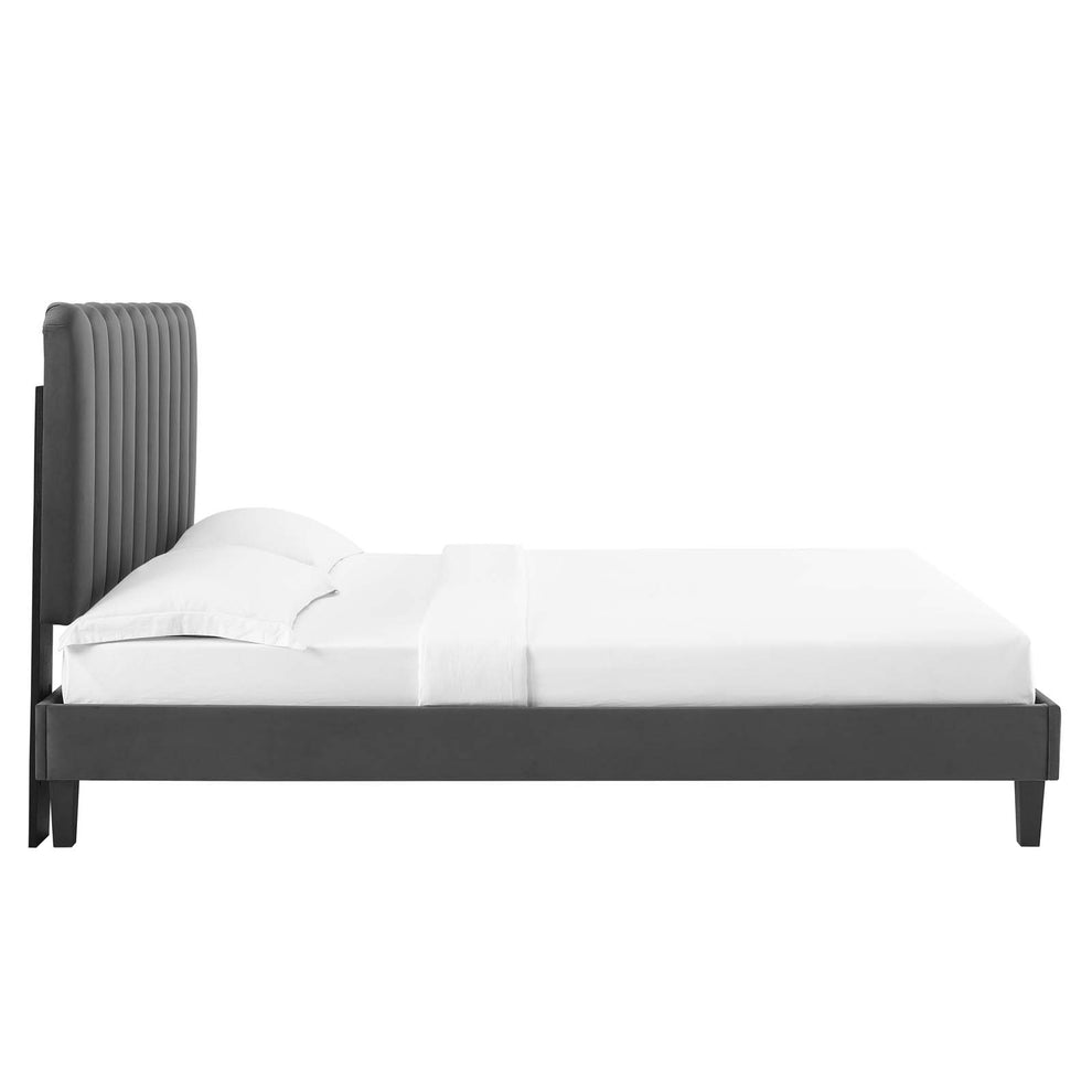 Reagan King Performance Velvet Platform Bed By Modway - MOD-7078 | Beds | Modishstore - 11