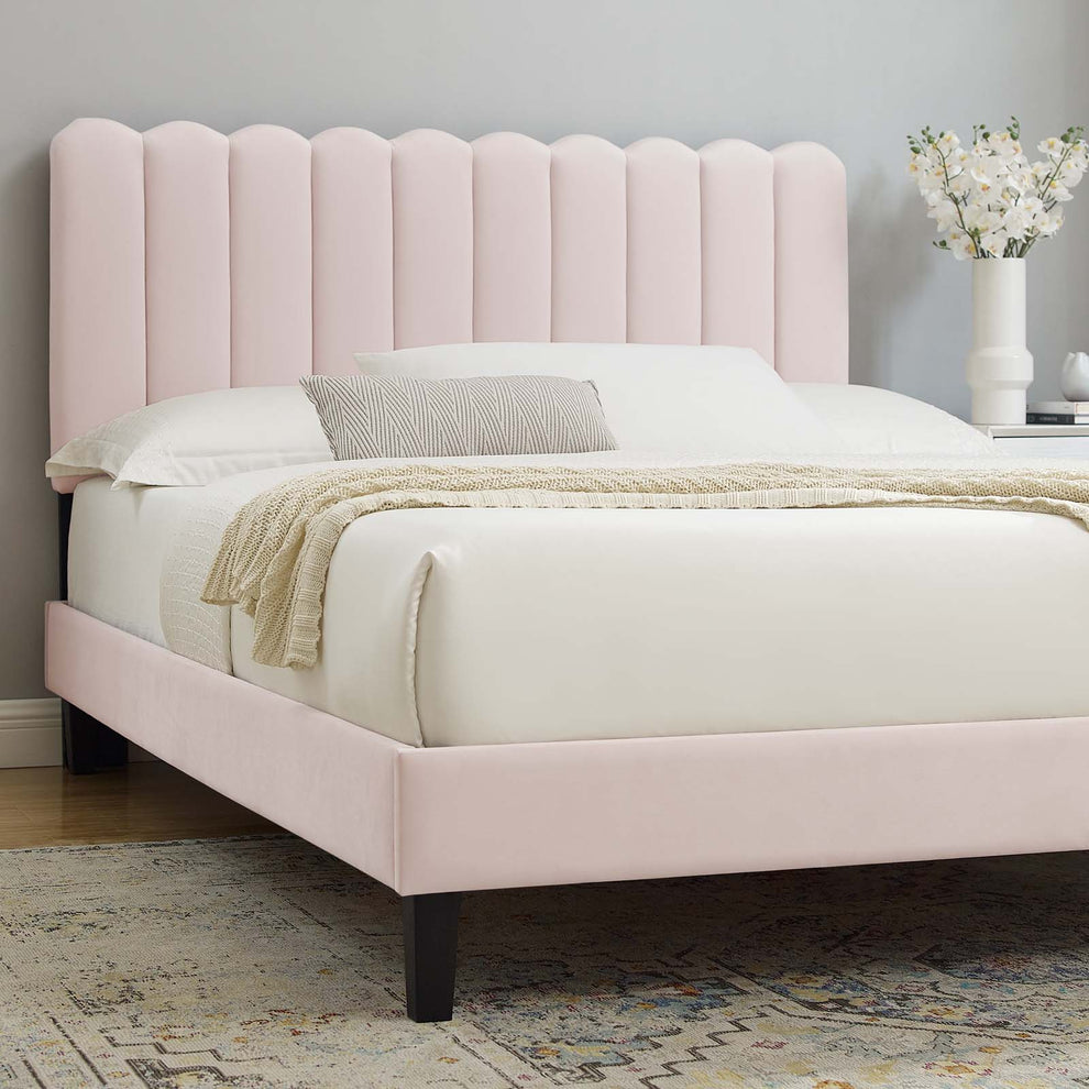 Reagan King Performance Velvet Platform Bed By Modway - MOD-7078 | Beds | Modishstore - 88