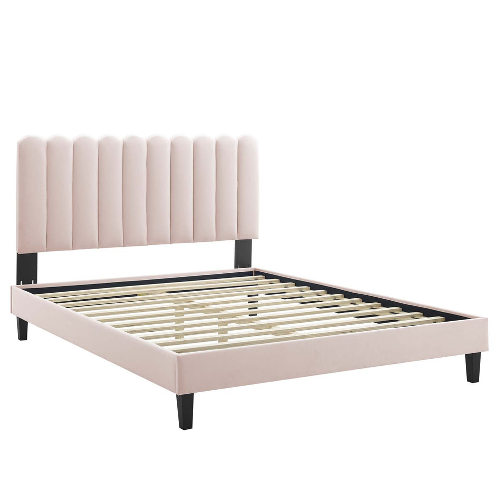 Reagan King Performance Velvet Platform Bed By Modway - MOD-7078 | Beds | Modishstore - 90