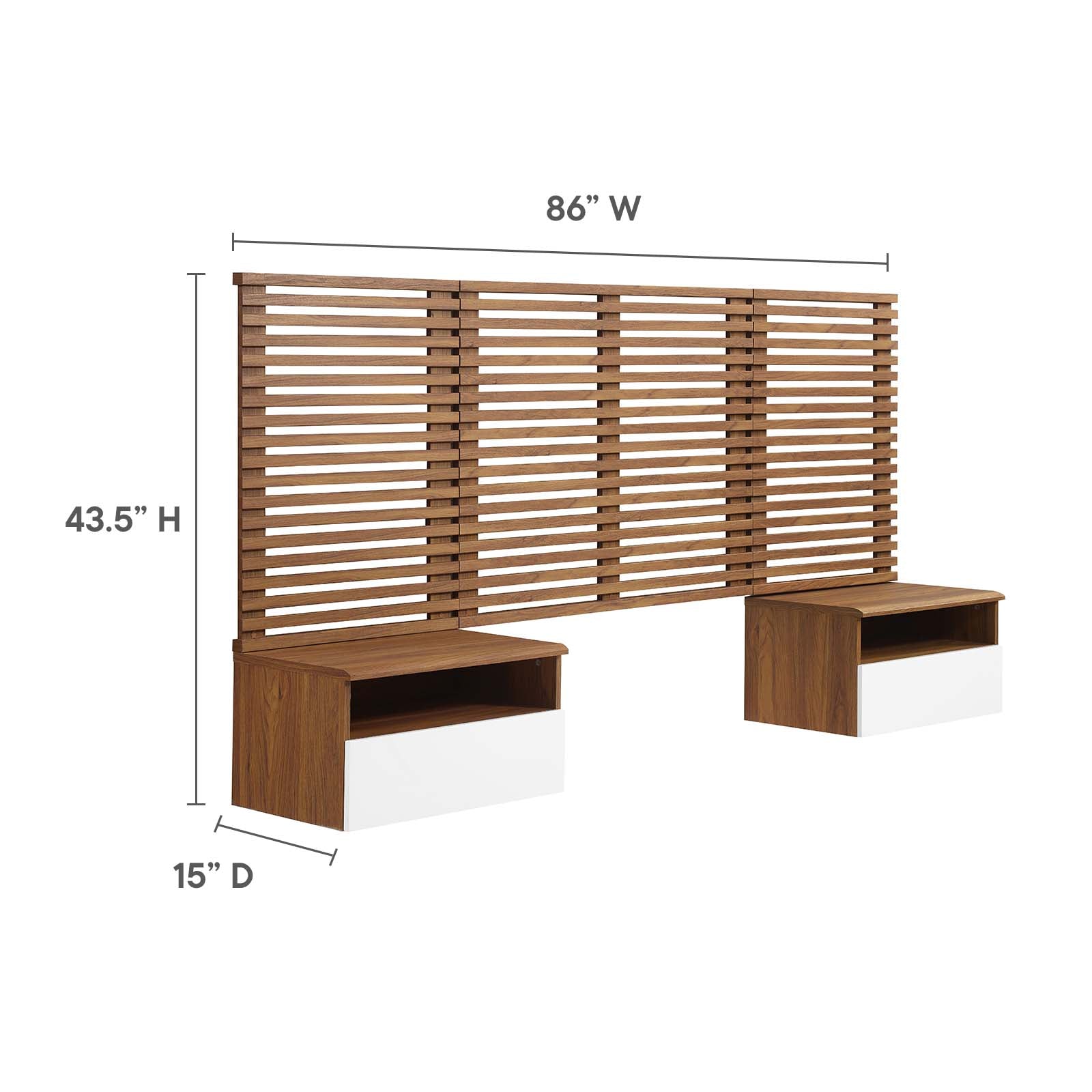 Render Wall Mount Twin Headboard and Modern Nightstands By Modway - MOD-7112 | Headboards | Modishstore - 5