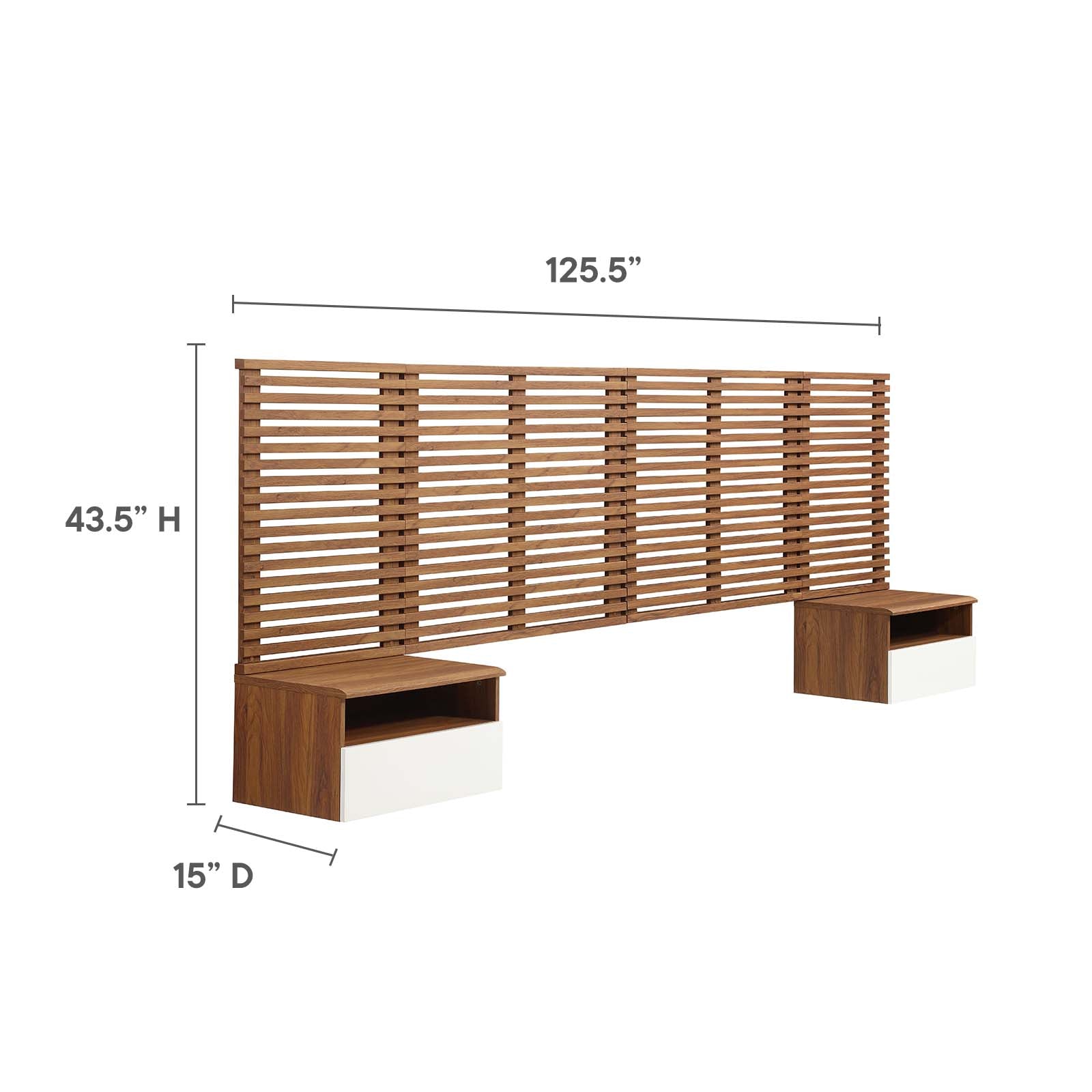 Render Wall Mount King Headboard and Modern Nightstands By Modway - MOD-7114 | Headboards | Modishstore - 6