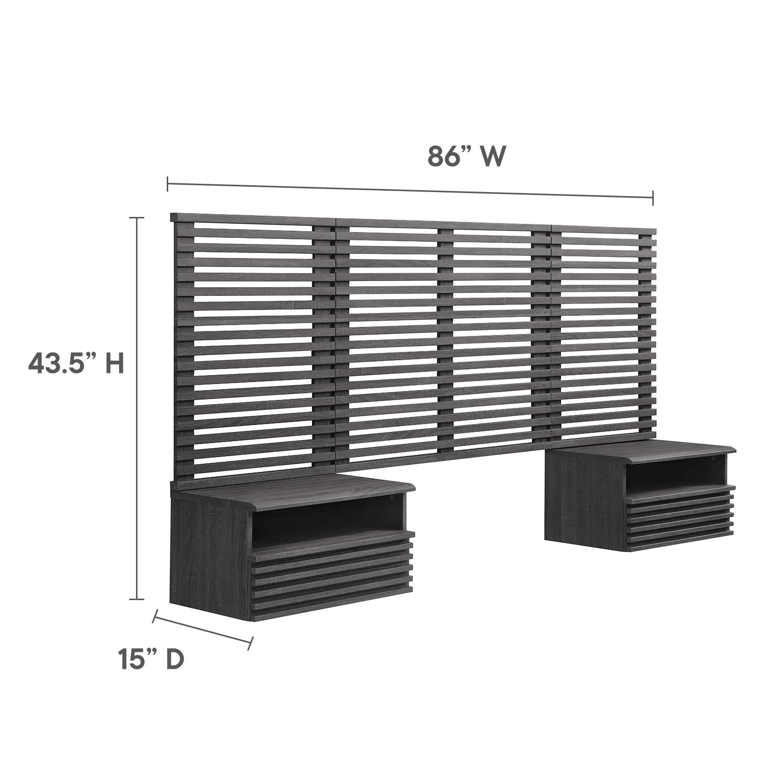 Render Wall Mount Twin Headboard and Modern Nightstands By Modway - MOD-7115 | Headboards | Modishstore - 6