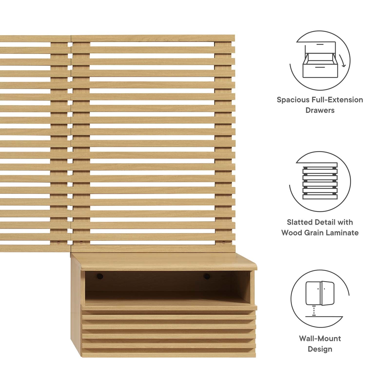 Render Wall Mount Twin Headboard and Modern Nightstands By Modway - MOD-7115 | Headboards | Modishstore - 12