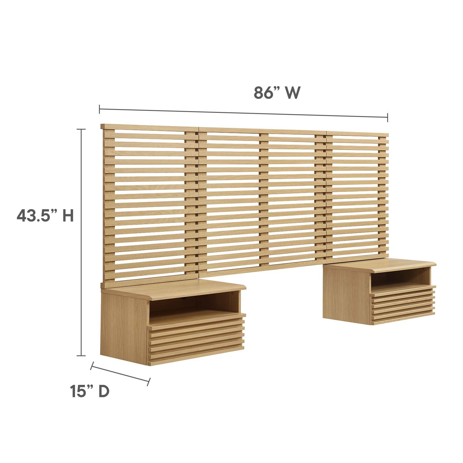 Render Wall Mount Twin Headboard and Modern Nightstands By Modway - MOD-7115 | Headboards | Modishstore - 13