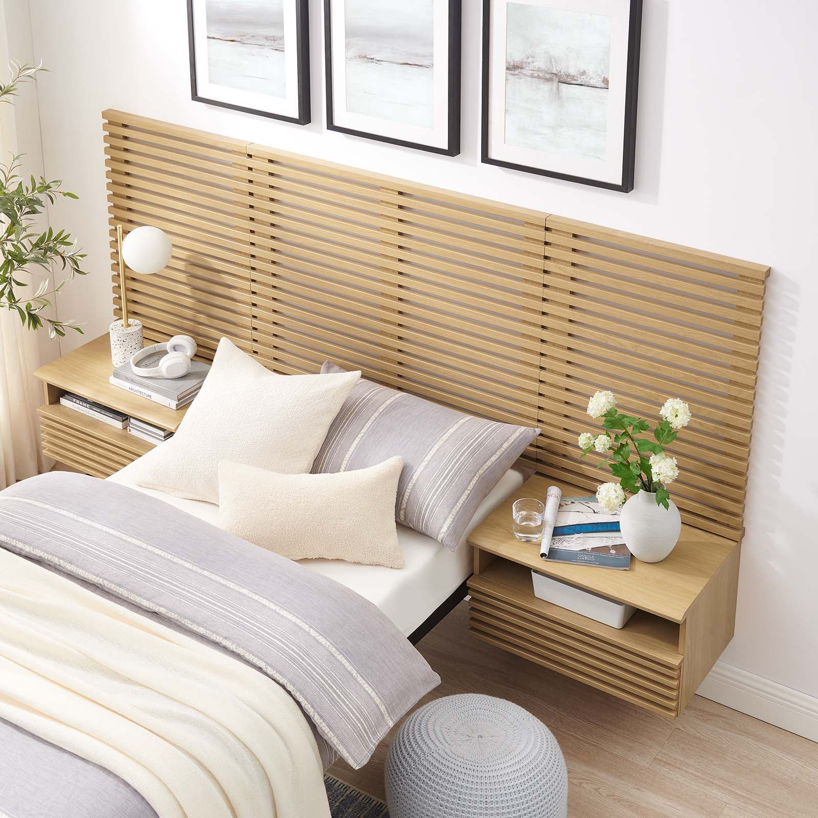 Render Wall Mount Twin Headboard and Modern Nightstands By Modway - MOD-7115 | Headboards | Modishstore - 8