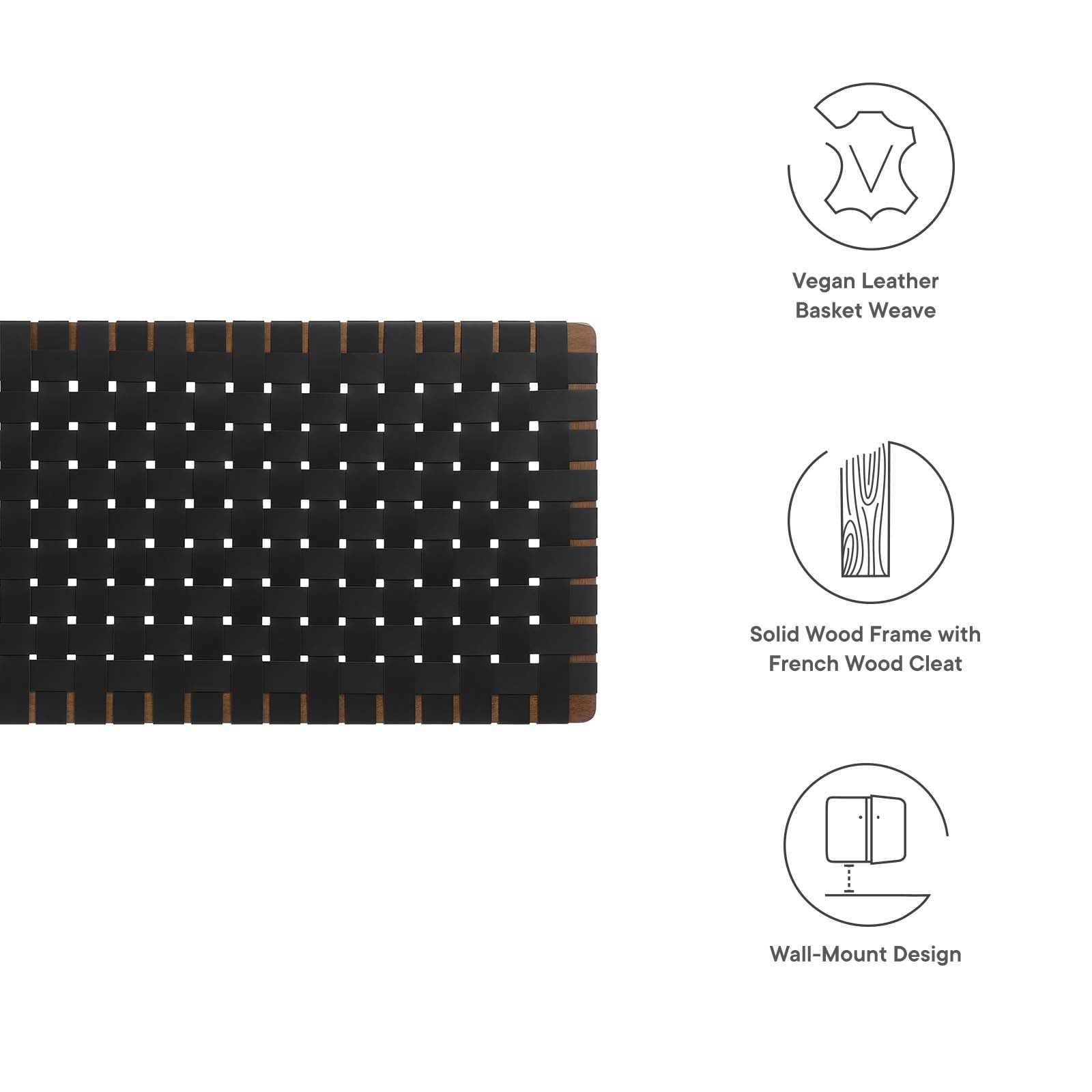 Sparta Weave Wall-Mount Queen Vegan Leather Headboard By Modway - MOD-7124 | Headboards | Modishstore - 18