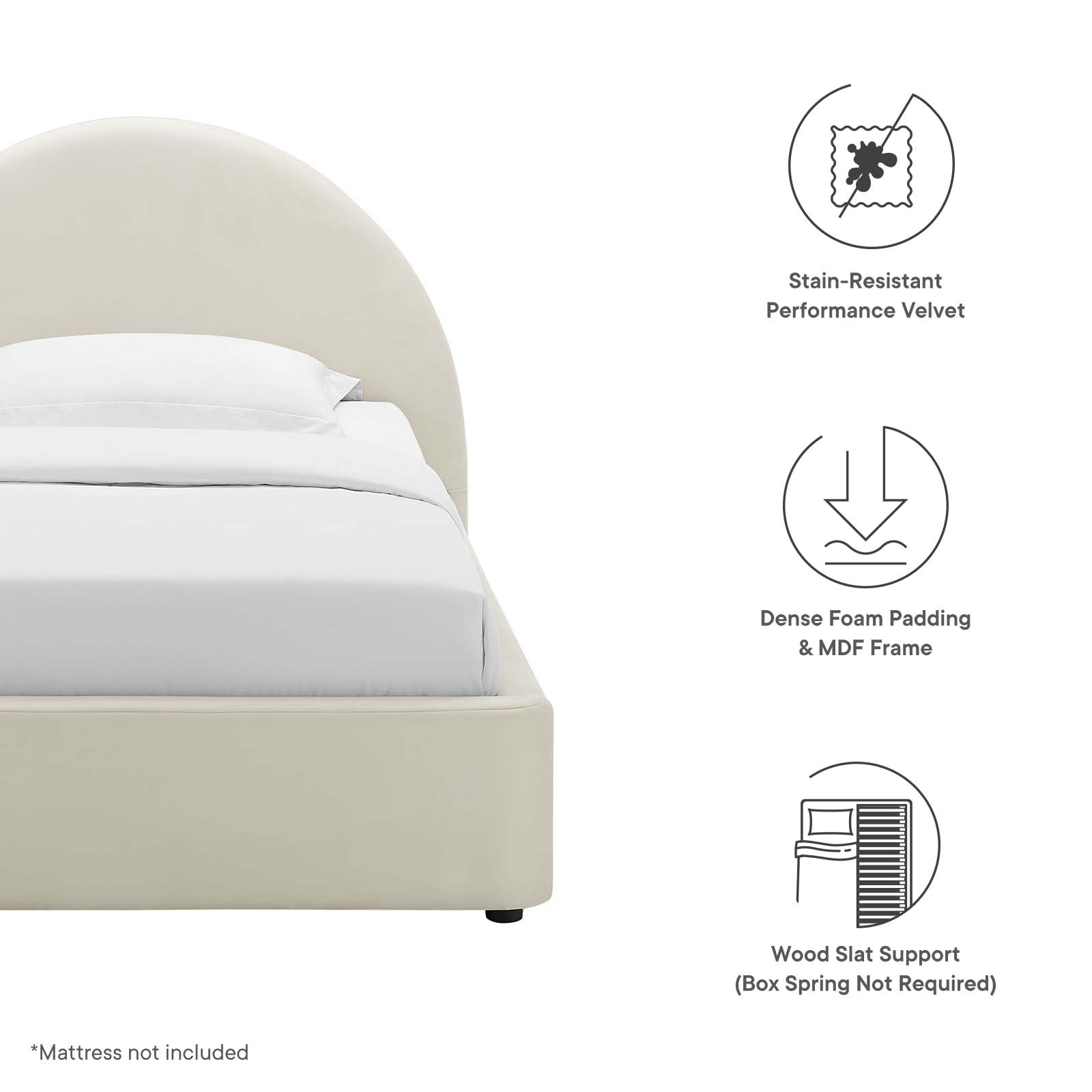 Resort Performance Velvet Arched Round Twin Platform Bed By Modway - MOD-7129 | Beds | Modishstore - 7