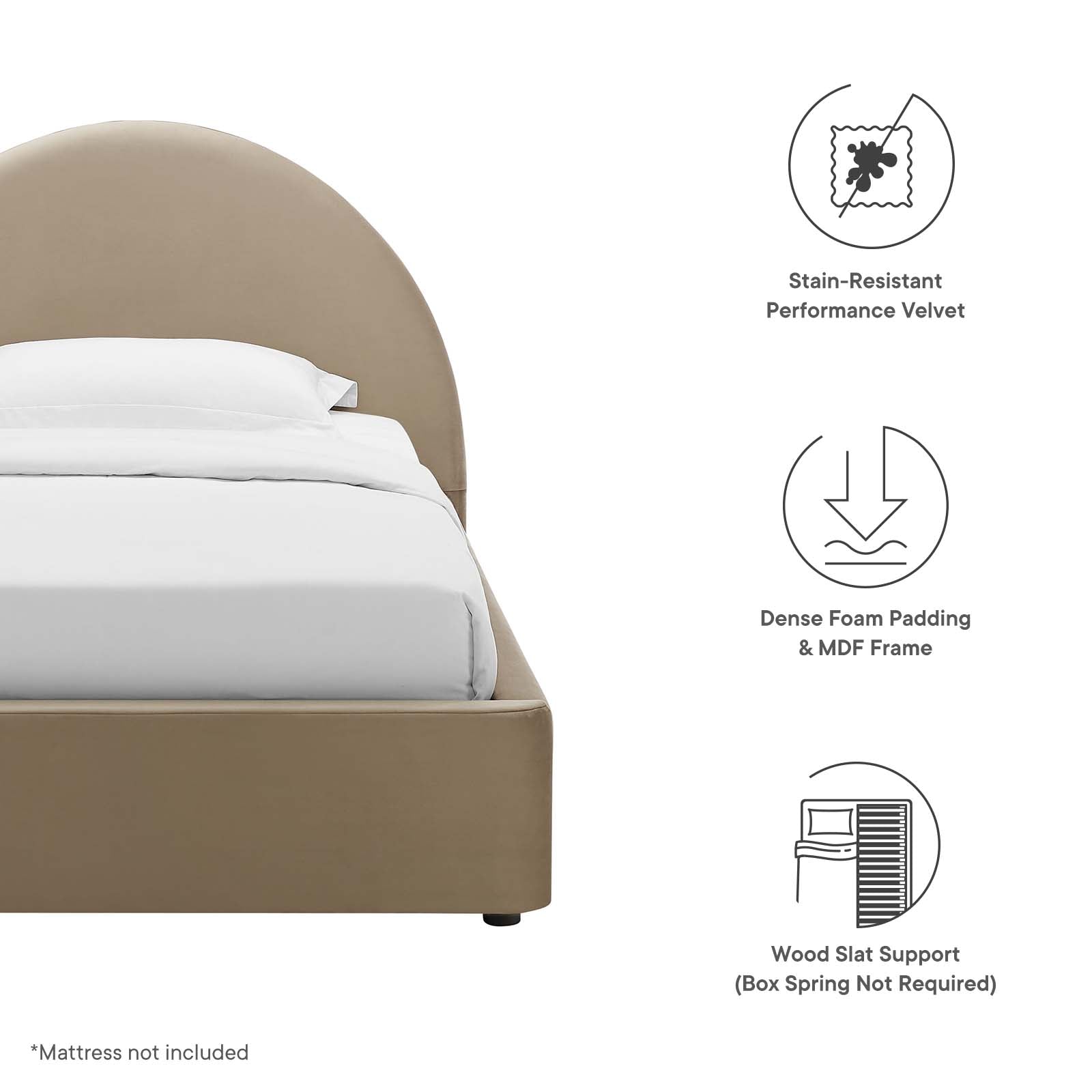 Resort Performance Velvet Arched Round Twin Platform Bed By Modway - MOD-7129 | Beds | Modishstore - 15