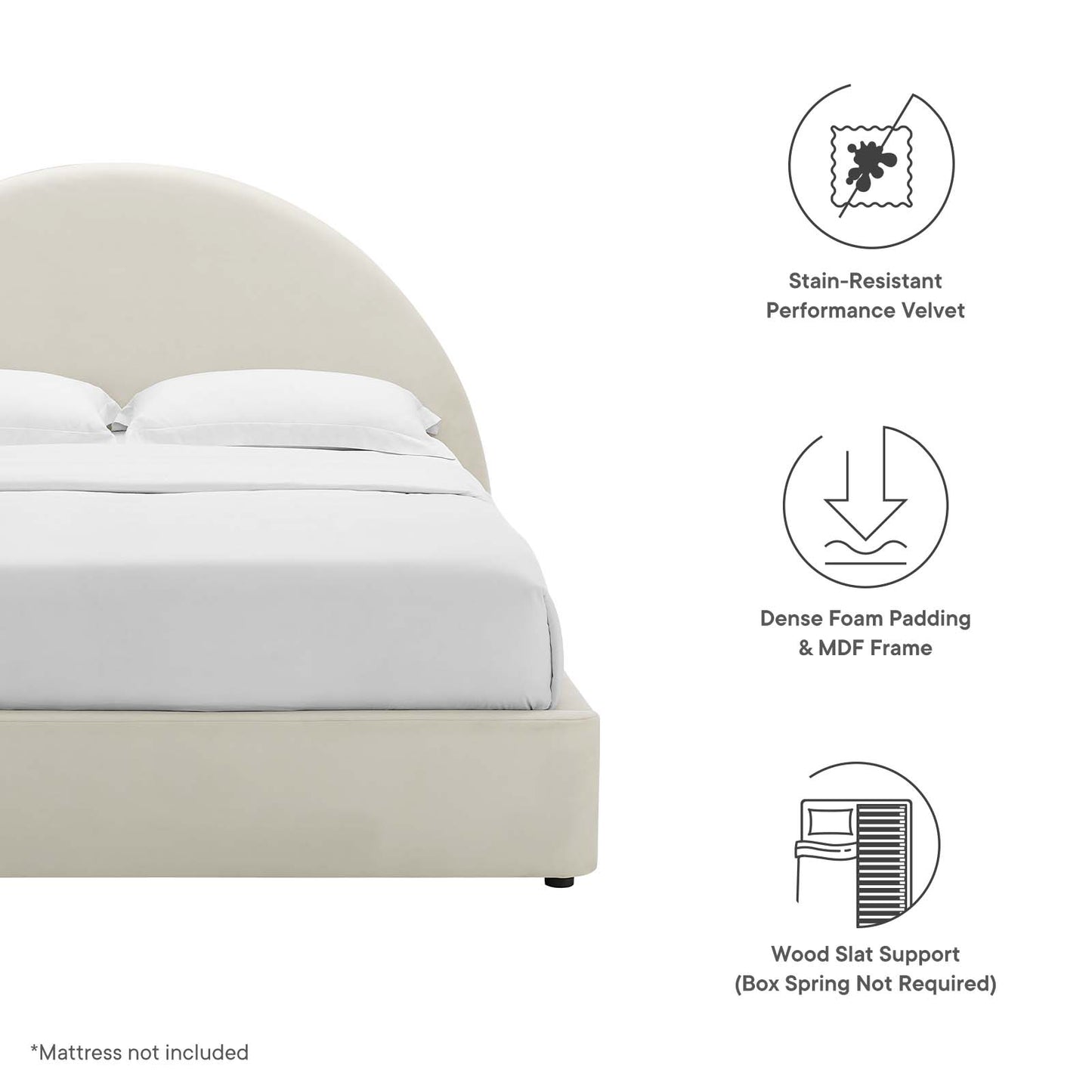 Resort Performance Velvet Arched Round Full Platform Bed By Modway - MOD-7131 | Beds | Modishstore - 7