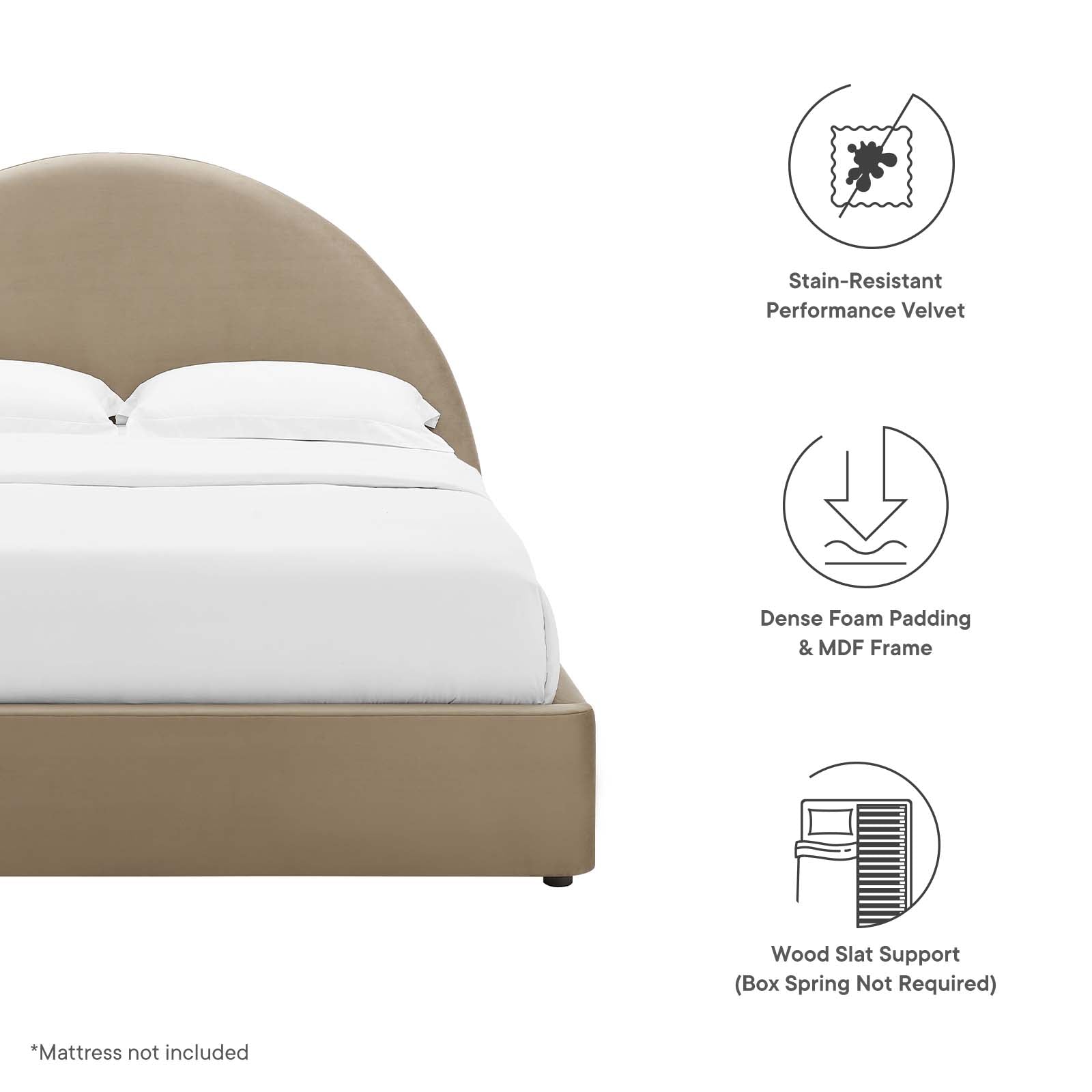 Resort Performance Velvet Arched Round Full Platform Bed By Modway - MOD-7131 | Beds | Modishstore - 15