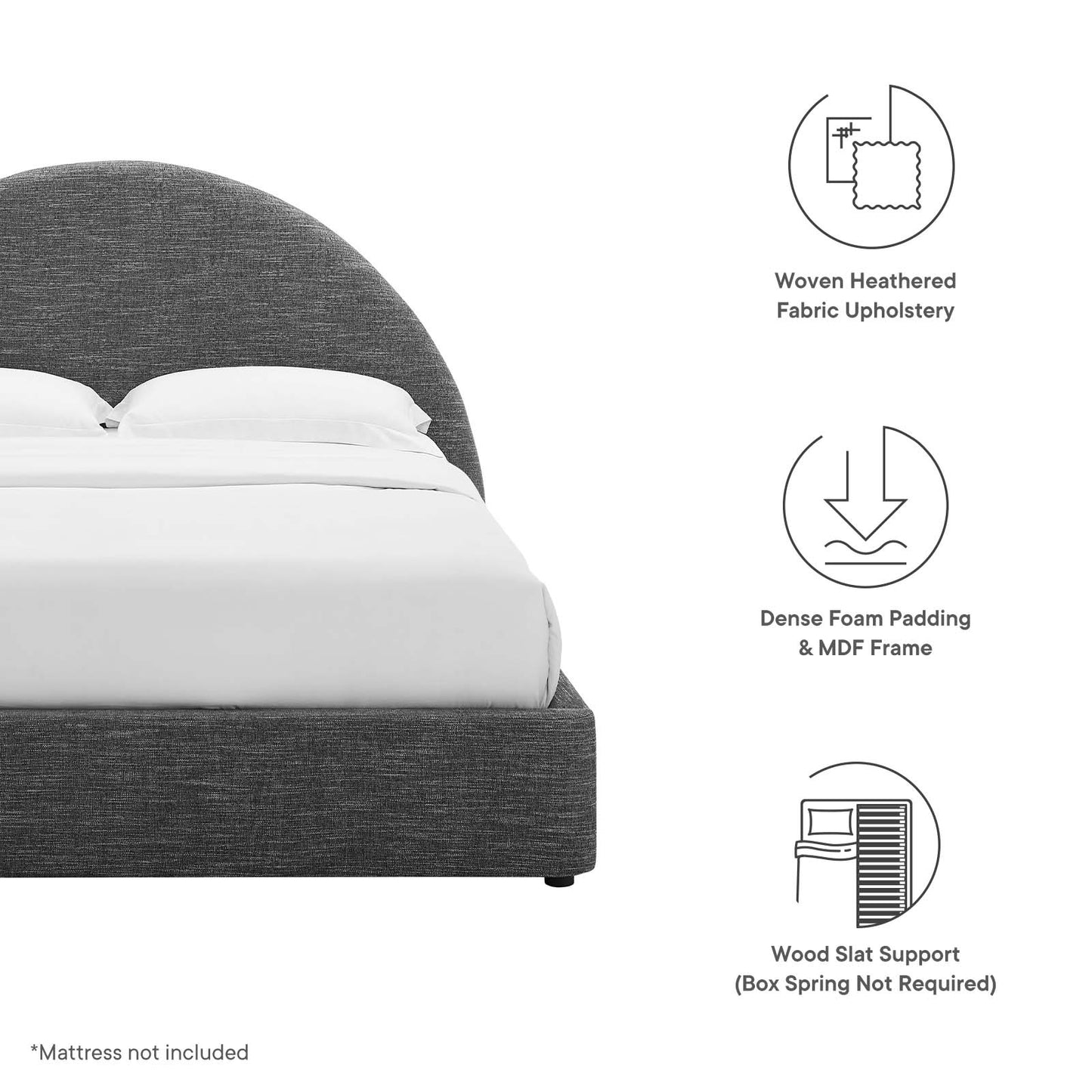 Resort Upholstered Fabric Arched Round King Platform Bed By Modway - MOD-7134 | Beds | Modishstore - 23