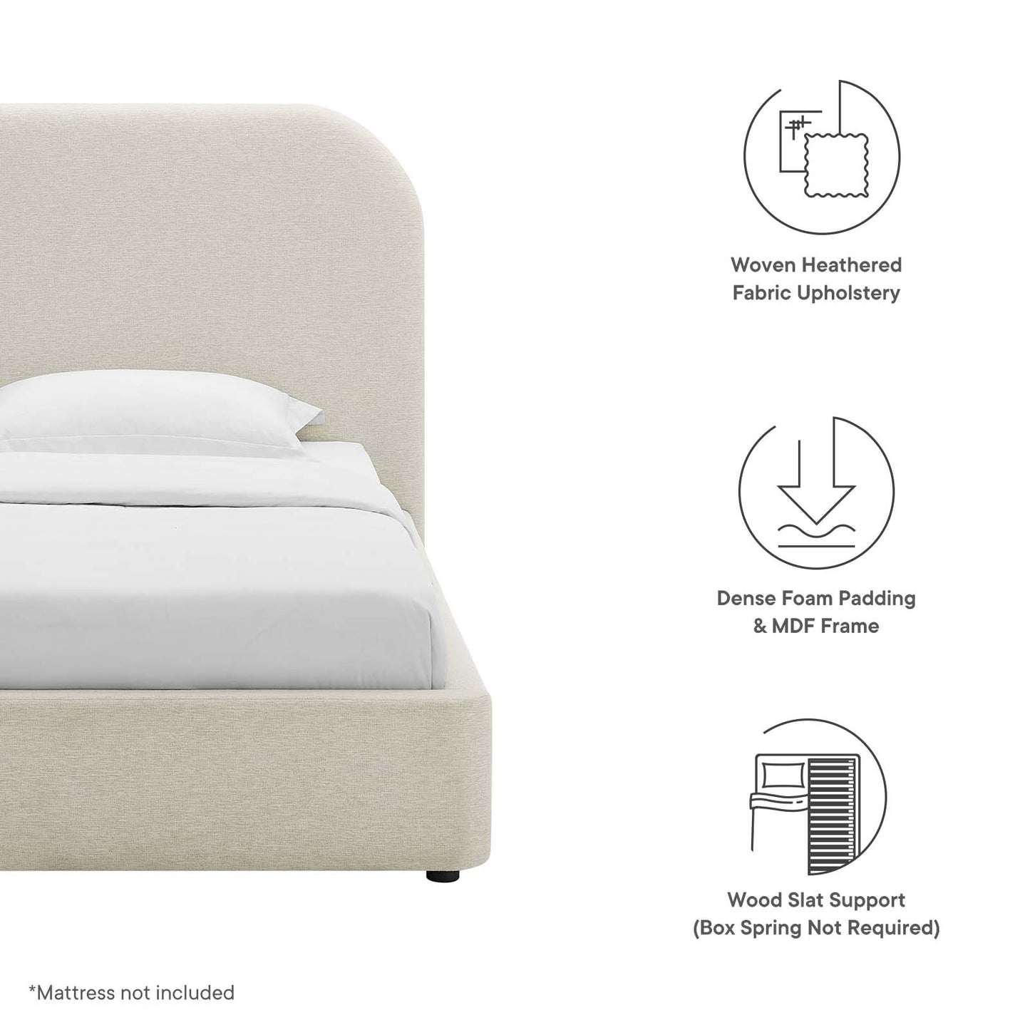 Keynote Upholstered Fabric Curved Twin Platform Bed By Modway - MOD-7136 | Beds | Modishstore - 7