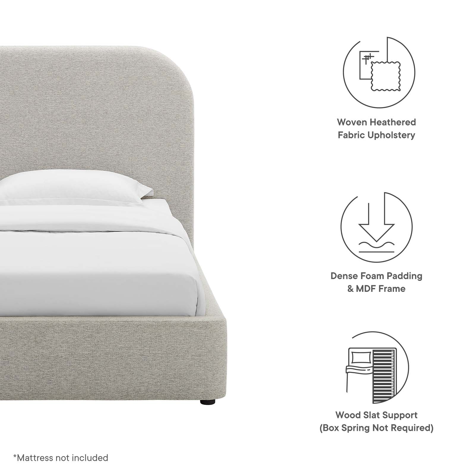 Keynote Upholstered Fabric Curved Twin Platform Bed By Modway - MOD-7136 | Beds | Modishstore - 15