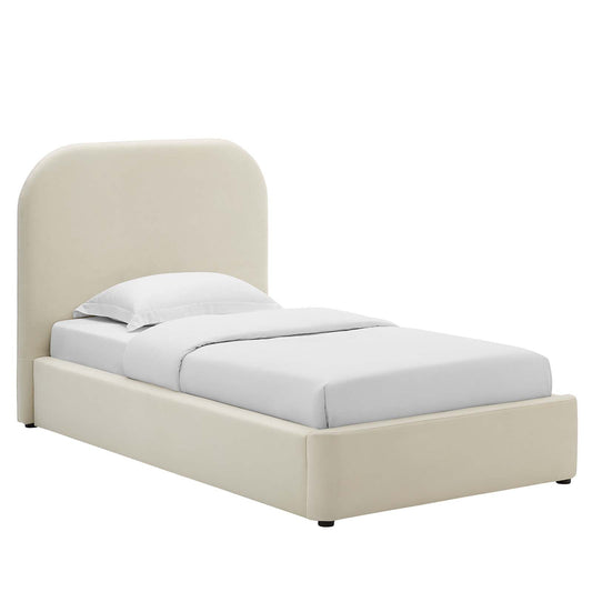 Keynote Performance Velvet Curved Twin Platform Bed By Modway - MOD-7137 | Beds | Modishstore - 1