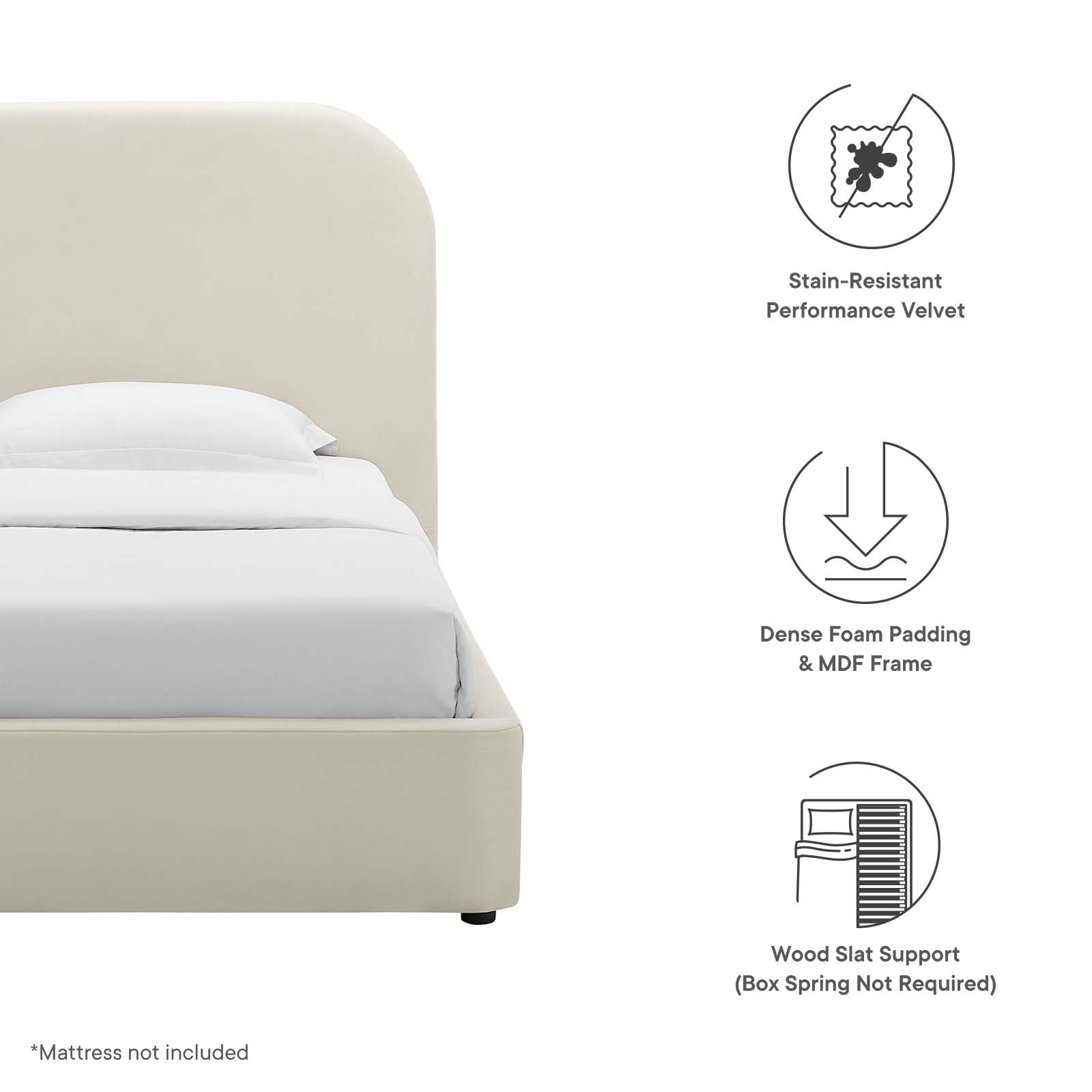 Keynote Performance Velvet Curved Twin Platform Bed By Modway - MOD-7137 | Beds | Modishstore - 7