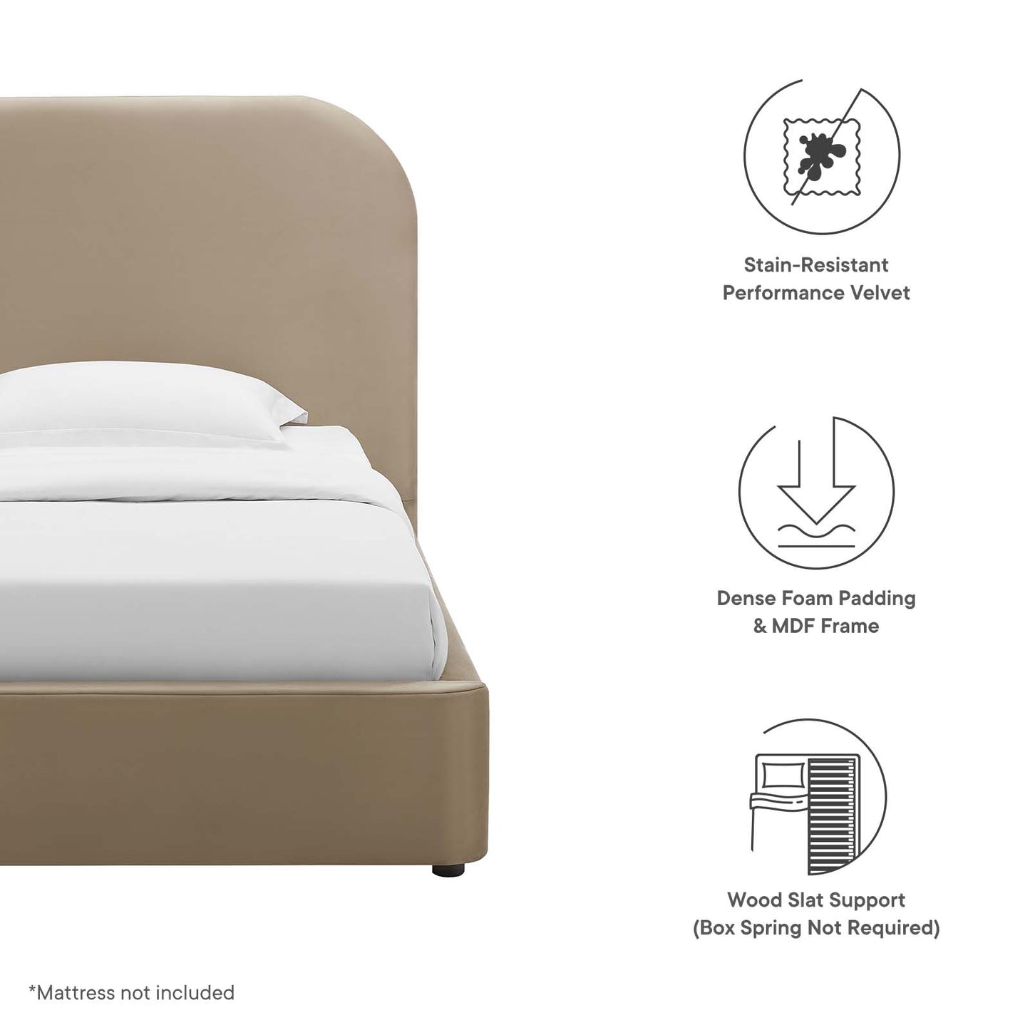 Keynote Performance Velvet Curved Twin Platform Bed By Modway - MOD-7137 | Beds | Modishstore - 15