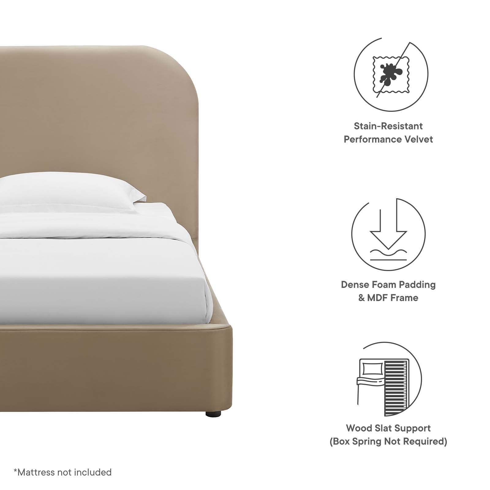 Keynote Performance Velvet Curved Twin Platform Bed By Modway - MOD-7137 | Beds | Modishstore - 15