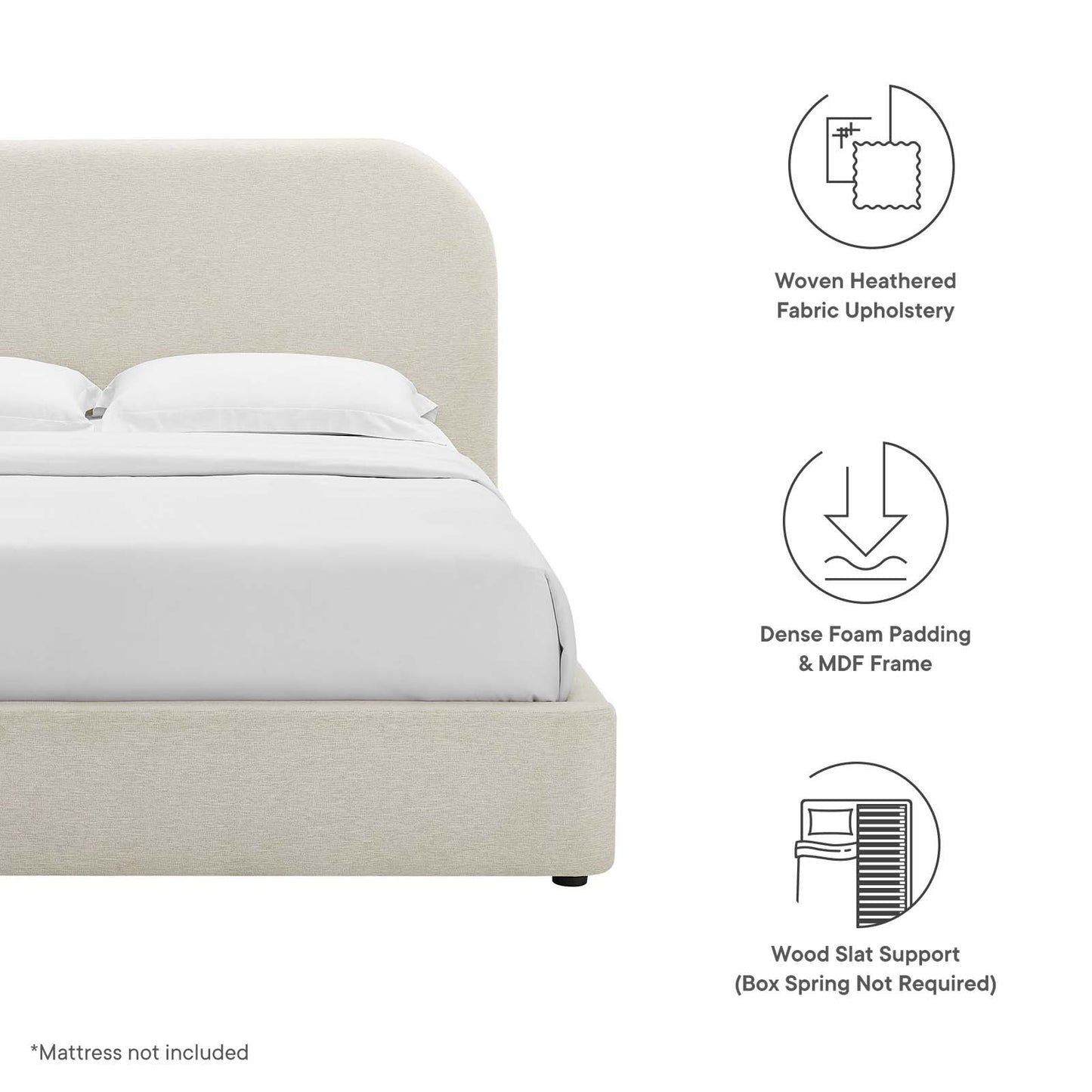 Keynote Upholstered Fabric Curved Full Platform Bed By Modway - MOD-7138 | Beds | Modishstore - 7