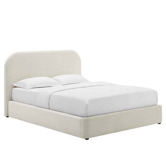 Keynote Performance Velvet Curved Queen Platform Bed By Modway - MOD-7141 | Beds | Modishstore - 1