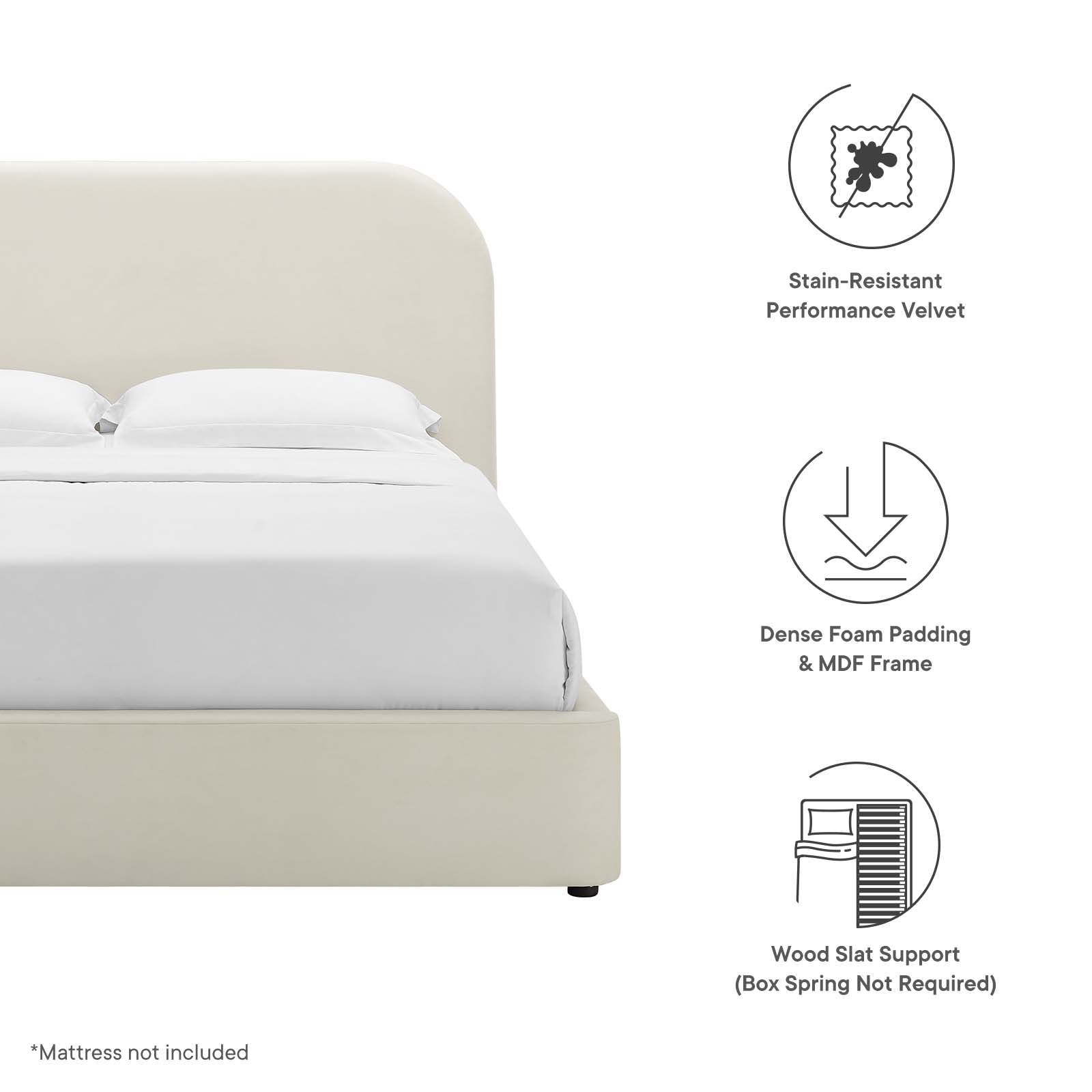Keynote Performance Velvet Curved Queen Platform Bed By Modway - MOD-7141 | Beds | Modishstore - 7