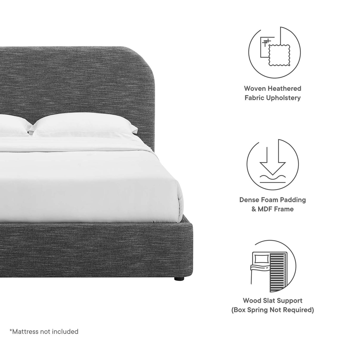 Keynote Upholstered Fabric Curved King Platform Bed By Modway - MOD-7142 | Beds | Modishstore - 23