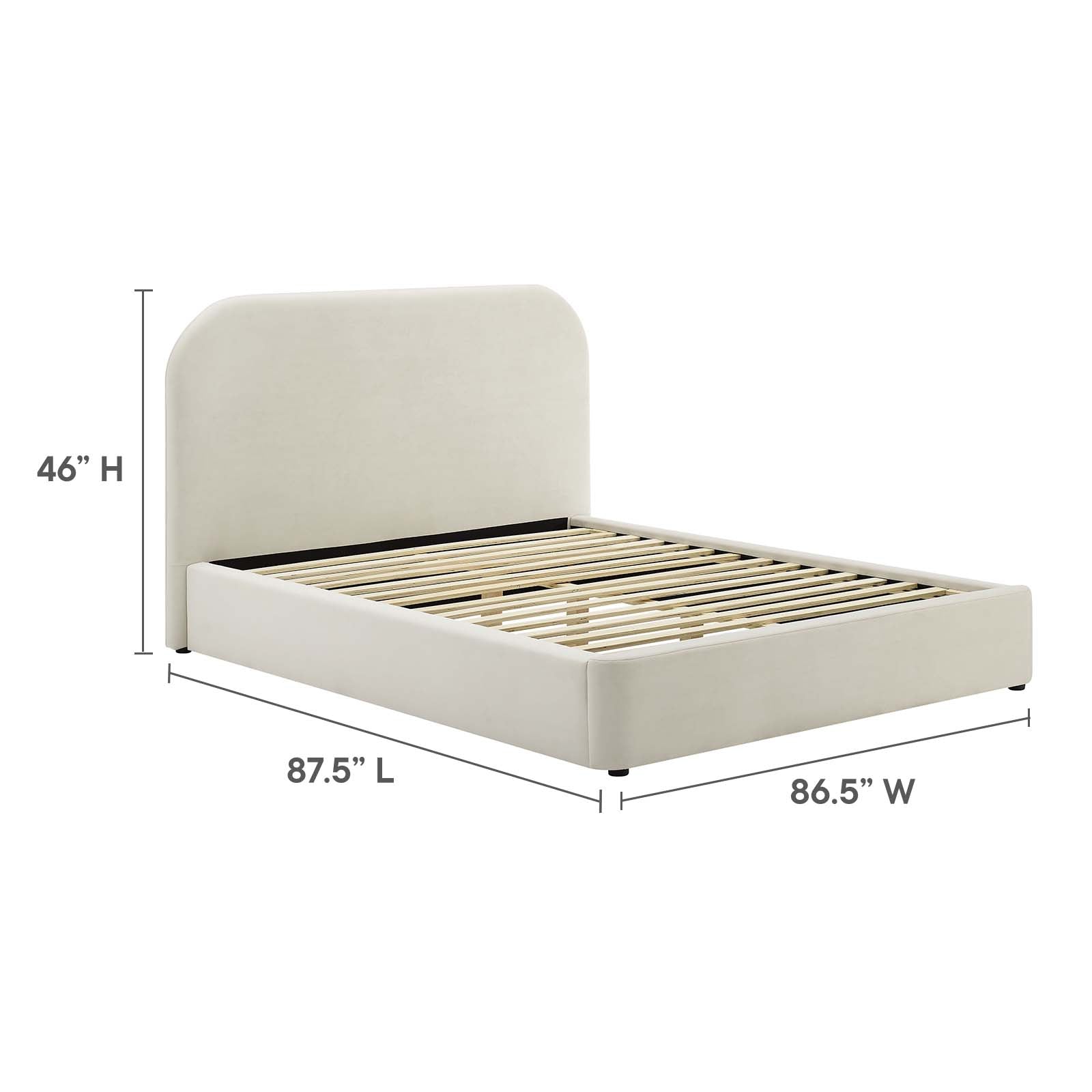 Keynote Performance Velvet Curved King Platform Bed By Modway - MOD-7143 | Beds | Modishstore - 6