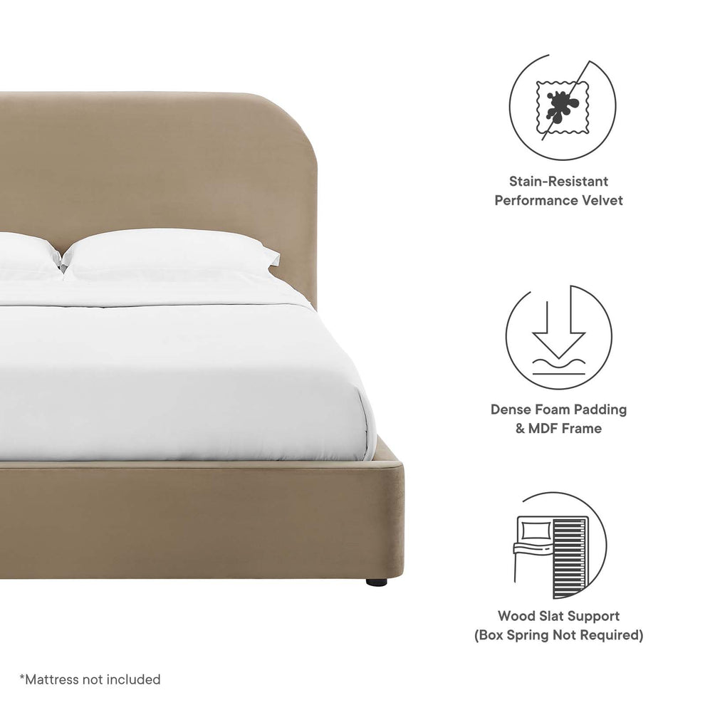 Keynote Performance Velvet Curved King Platform Bed By Modway - MOD-7143 | Beds | Modishstore - 15