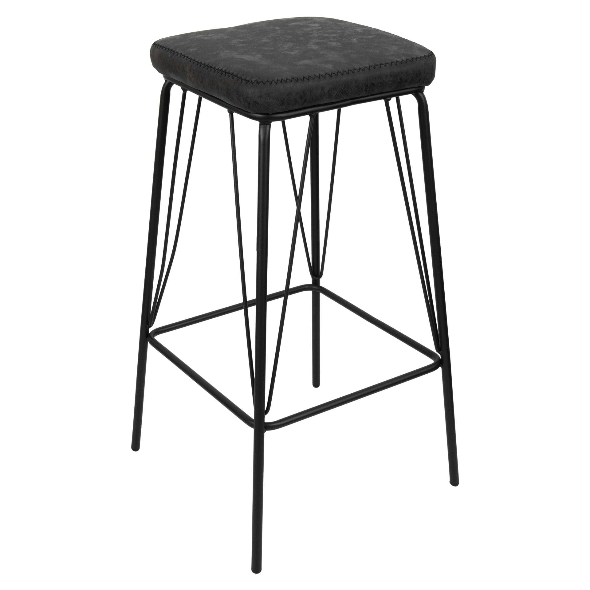 LeisureMod Millard Leather Bar Stool With Metal Frame | Bar Stools | Modishstore - 2