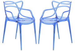 LeisureMod Milan Modern Wire Design Chair, Set of 2