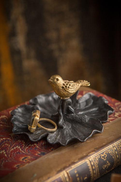 Vagabond Vintage Pewter Bird Jewelry Tray - Set of 2 | Modishstore | Decorative Trays & Dishes