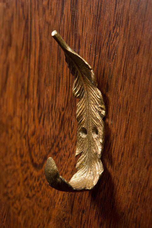 Vagabond Vintage Pewter Gold Feather Hook - Large - Set of 2 | Modishstore | Hooks & Racks