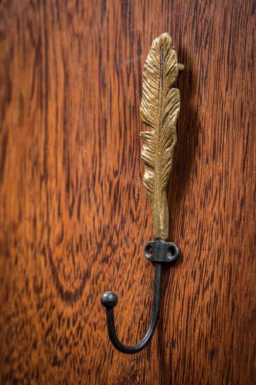 Vagabond Vintage Pewter Gold Feather Hook - Small - Set of 3 | Modishstore | Hooks & Racks