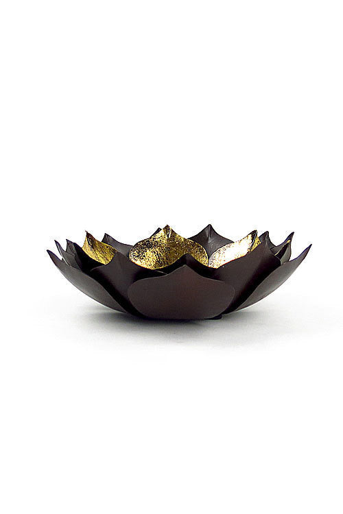 Vagabond Vintage Gold Leafed Metal Lotus Bowls - Set of 2 | Modishstore | Candle Holders-2