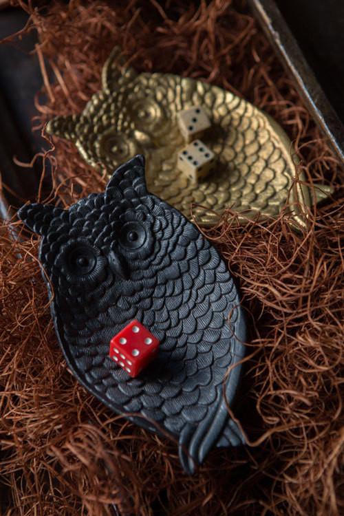 Vagabond Vintage Pewter Owl Jewelry Tray in Black - Set of 3 | Modishstore | Decorative Trays & Dishes