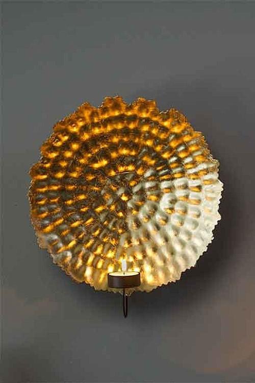 Vagabond Vintage Hammered Gold Leafed Candle Wall Sconce | Modishstore | Wall Lamps
