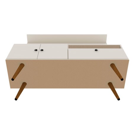 Manhattan Comfort Tribeca 53.94 Mid-Century Modern TV Stand and Panel with Media and Display Shelves in Off White | TV Stands | Modishstore - 5