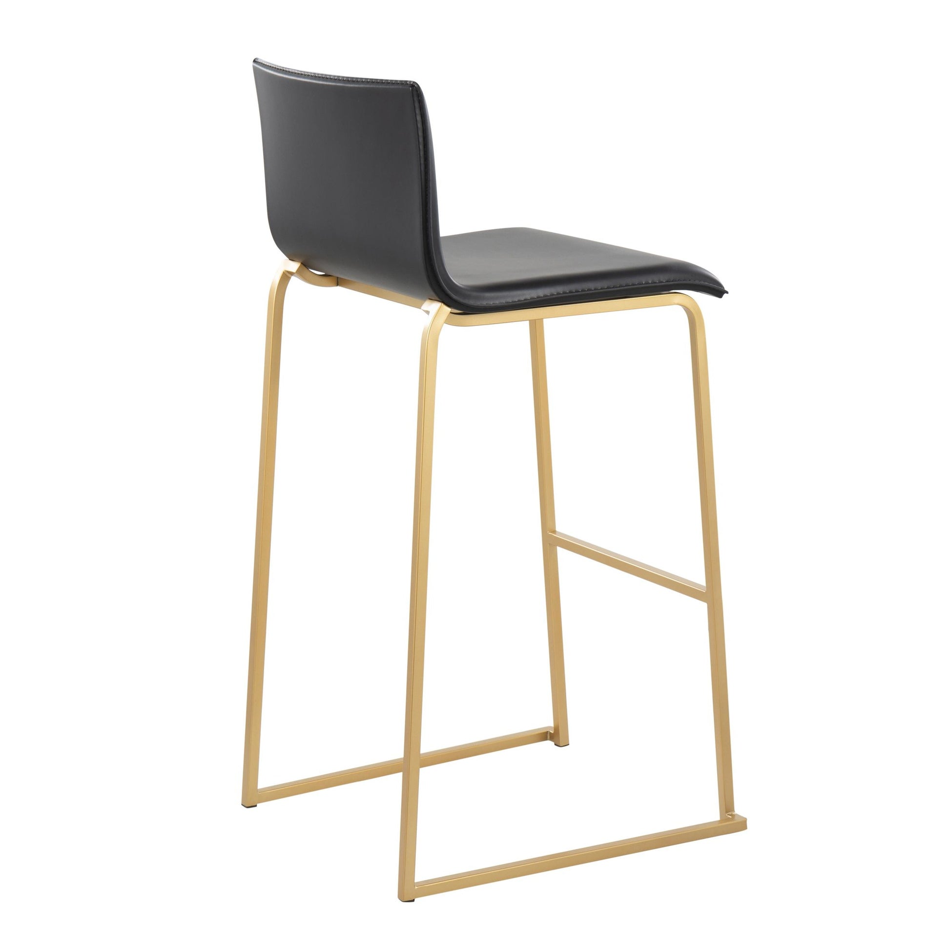 Mara Contemporary Barstool in Gold Steel and Black Faux Leather By LumiSource - Set of 2 | Bar Stools | Modishstore - 7