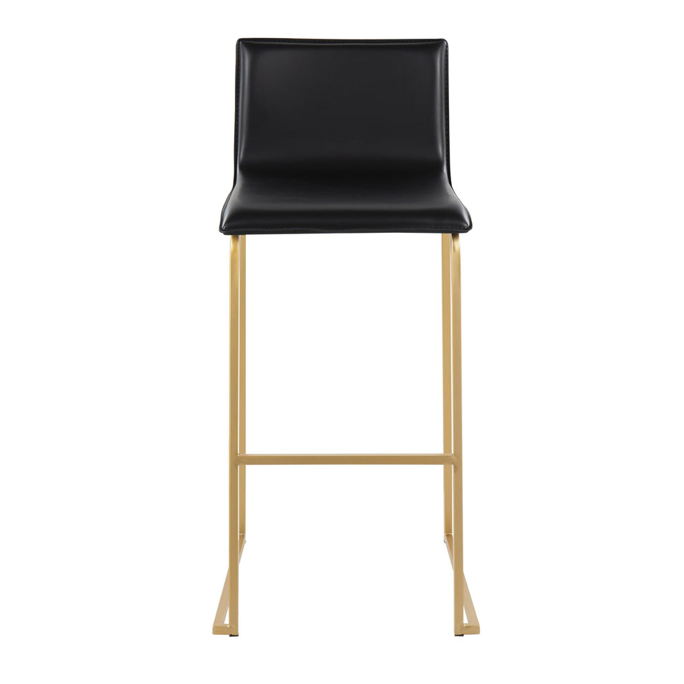 Mara Contemporary Barstool in Gold Steel and Black Faux Leather By LumiSource - Set of 2 | Bar Stools | Modishstore - 2