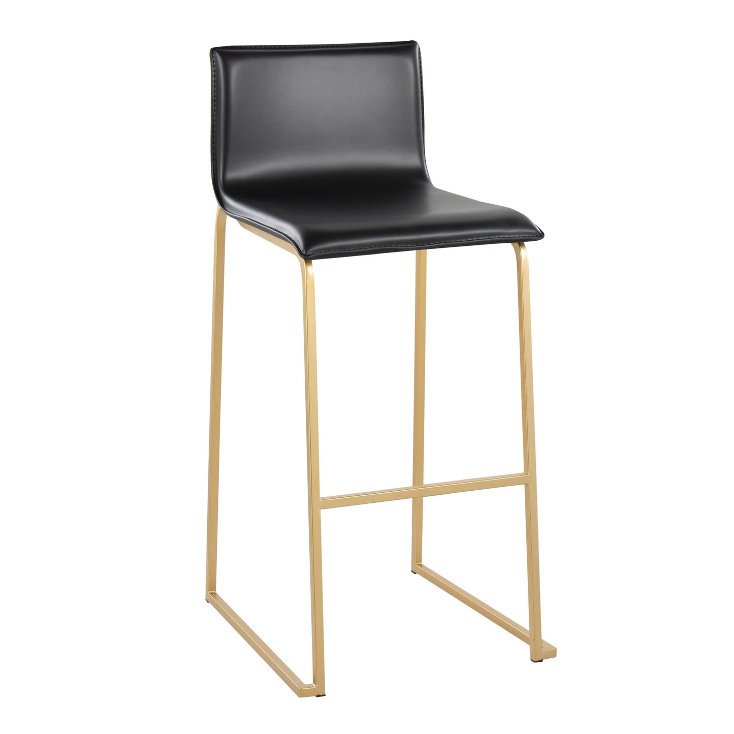 Mara Contemporary Barstool in Gold Steel and Black Faux Leather By LumiSource - Set of 2 | Bar Stools | Modishstore - 5