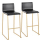 Mara Contemporary Barstool in Gold Steel and Black Faux Leather By LumiSource - Set of 2 | Bar Stools | Modishstore