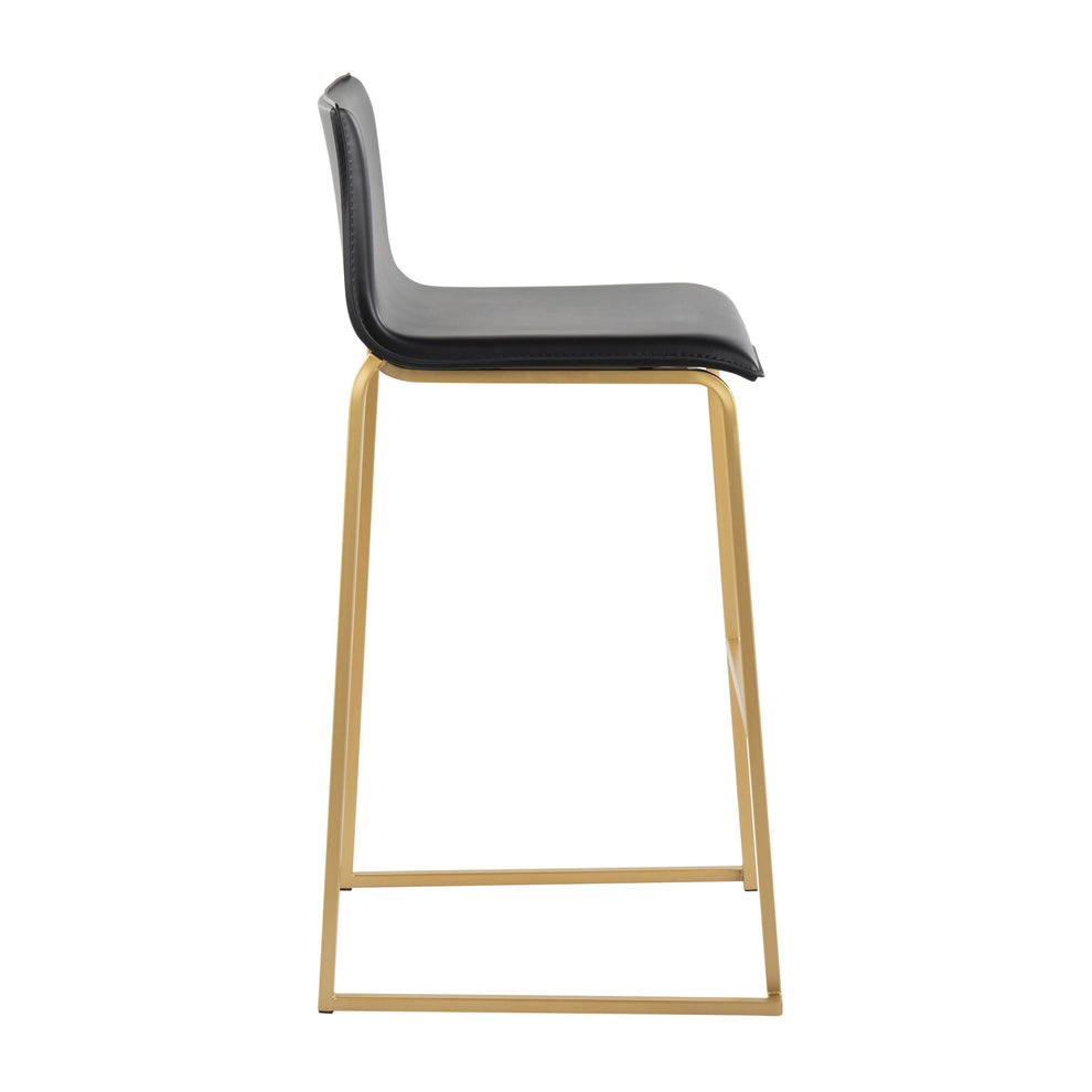 Mara Contemporary Barstool in Gold Steel and Black Faux Leather By LumiSource - Set of 2 | Bar Stools | Modishstore - 6