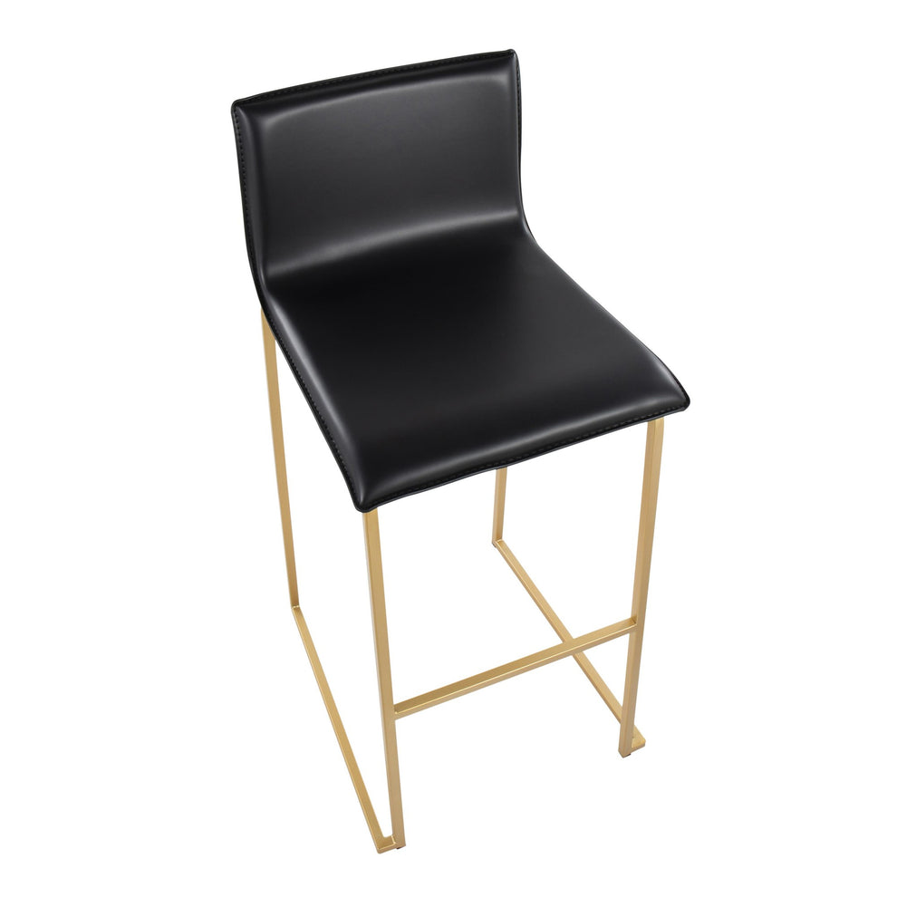 Mara Contemporary Barstool in Gold Steel and Black Faux Leather By LumiSource - Set of 2 | Bar Stools | Modishstore - 3