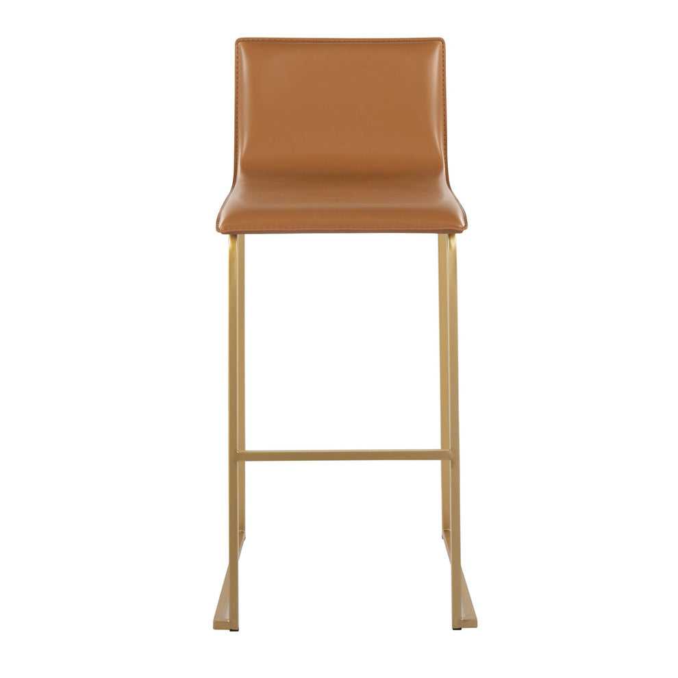 Mara Contemporary Barstool in Gold Steel and Black Faux Leather By LumiSource - Set of 2 | Bar Stools | Modishstore - 10