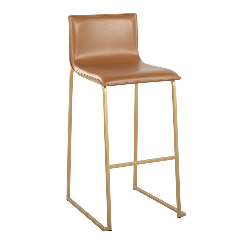 Mara Contemporary Barstool in Gold Steel and Black Faux Leather By LumiSource - Set of 2 | Bar Stools | Modishstore - 13