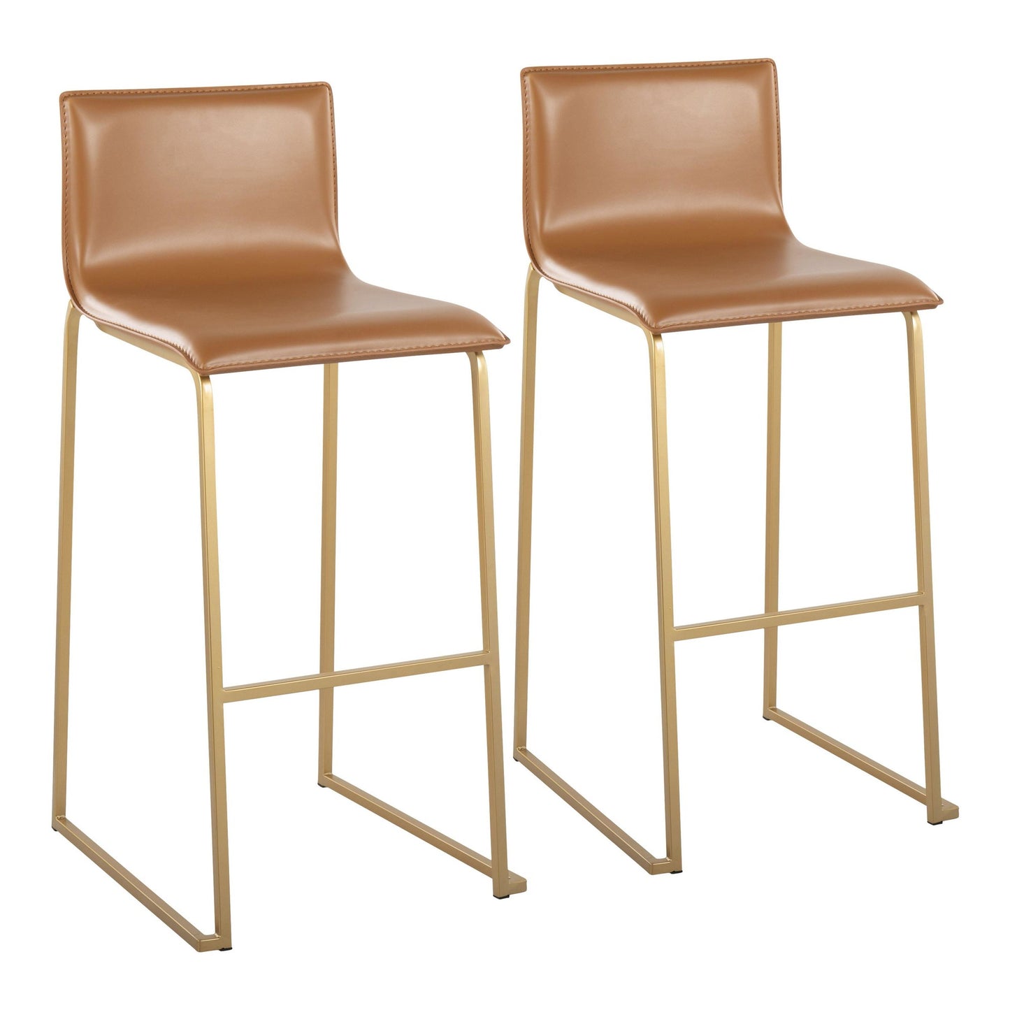 Mara Contemporary Barstool in Gold Steel and Black Faux Leather By LumiSource - Set of 2 | Bar Stools | Modishstore - 9