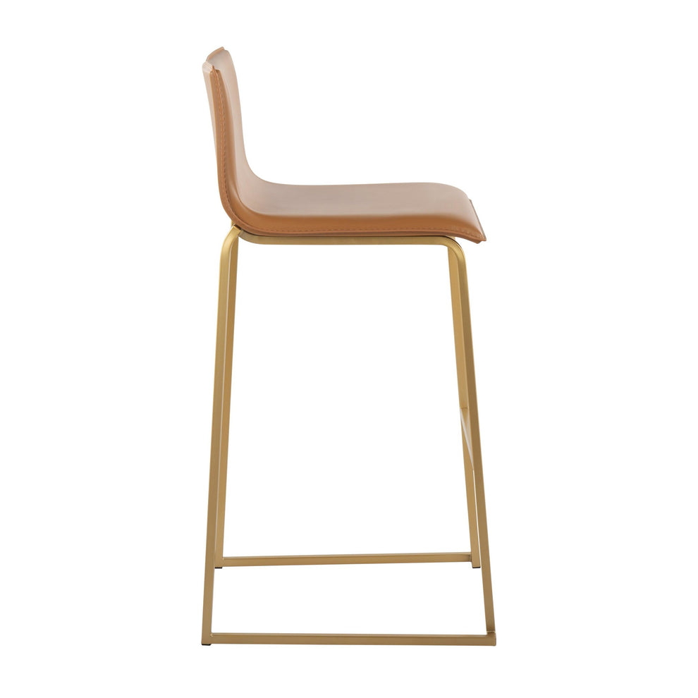 Mara Contemporary Barstool in Gold Steel and Black Faux Leather By LumiSource - Set of 2 | Bar Stools | Modishstore - 14