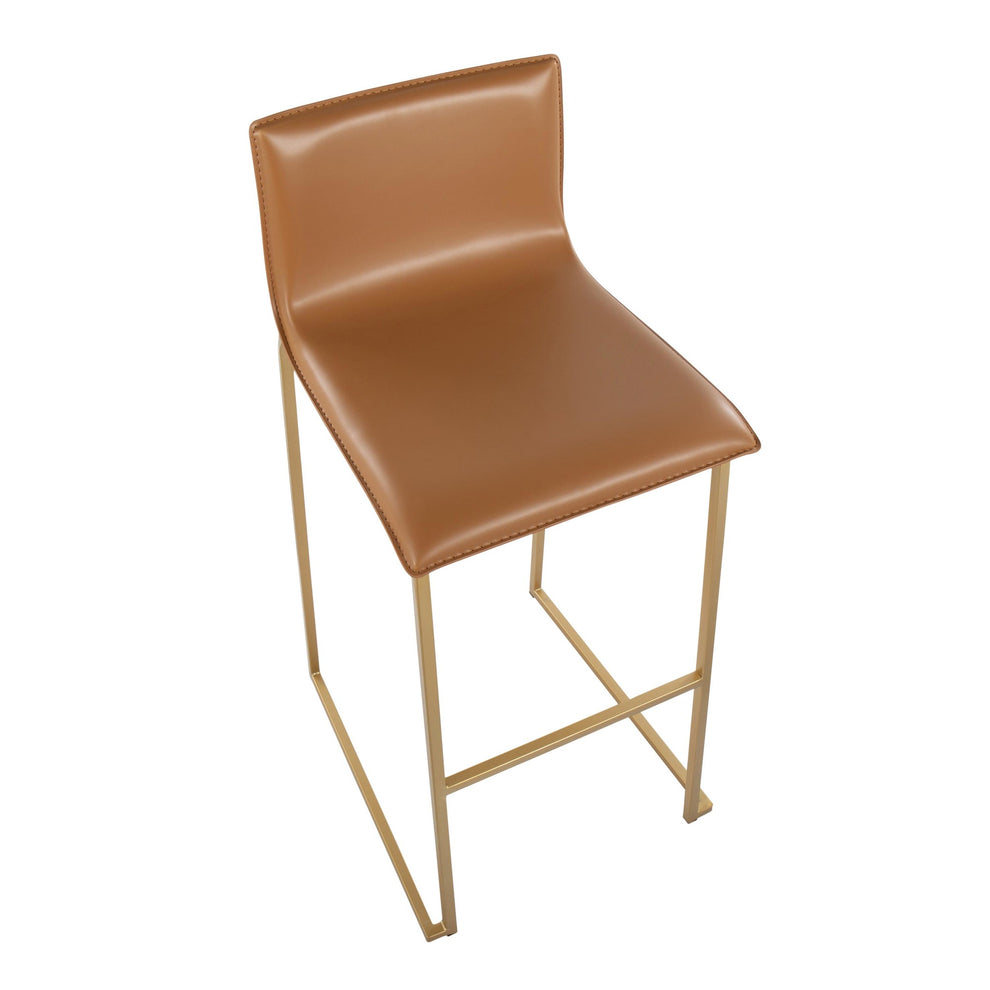 Mara Contemporary Barstool in Gold Steel and Black Faux Leather By LumiSource - Set of 2 | Bar Stools | Modishstore - 11