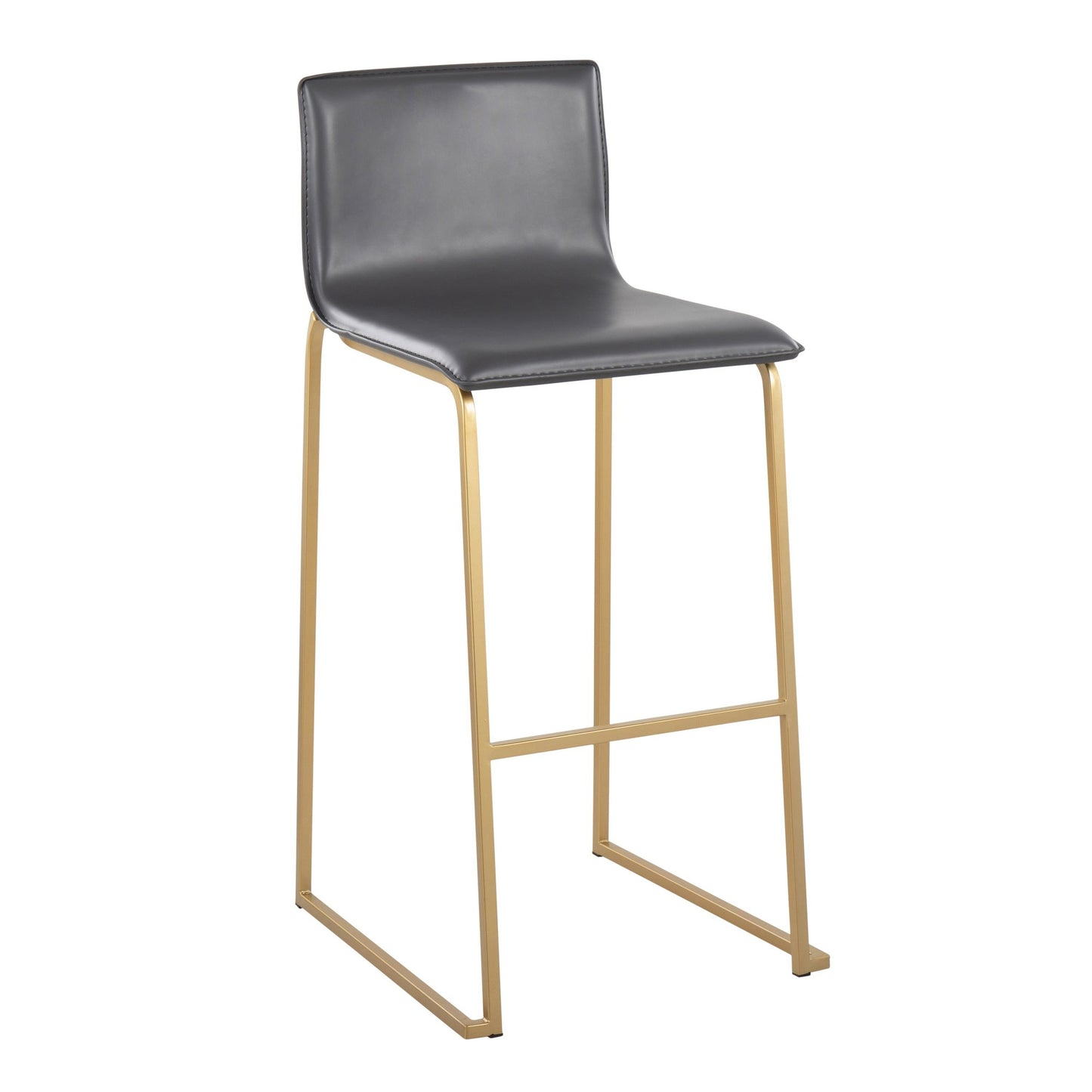 Mara Contemporary Barstool in Gold Steel and Black Faux Leather By LumiSource - Set of 2 | Bar Stools | Modishstore - 21