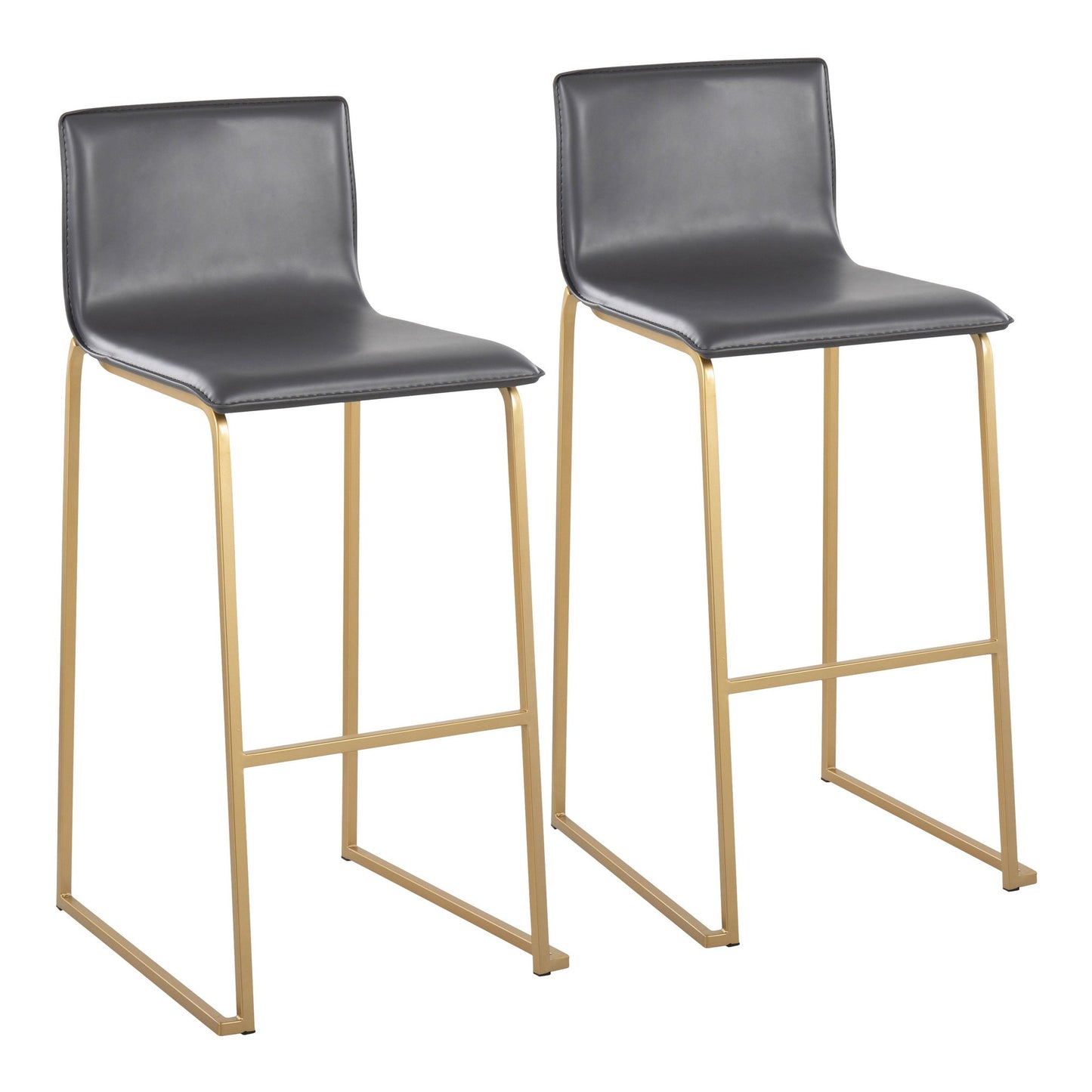 Mara Contemporary Barstool in Gold Steel and Black Faux Leather By LumiSource - Set of 2 | Bar Stools | Modishstore - 17