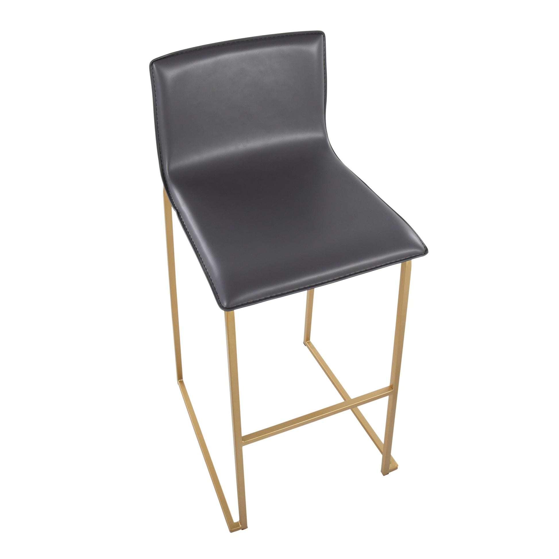 Mara Contemporary Barstool in Gold Steel and Black Faux Leather By LumiSource - Set of 2 | Bar Stools | Modishstore - 19